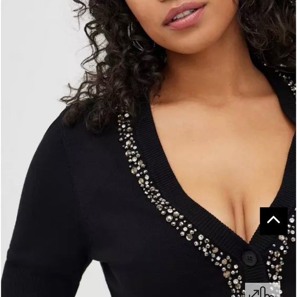 Torrid Cropped Cardigan - Embellished Black SZ 2X, NWT - Picture 9 of 11